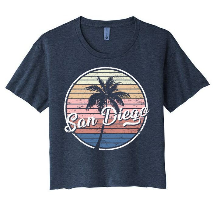 San Diego Palm Tree Vintage Retro Women's Crop Top Tee