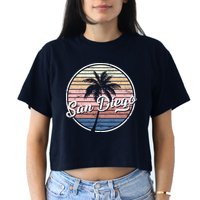 San Diego Palm Tree Vintage Retro Crop Top