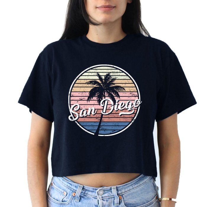 San Diego Palm Tree Vintage Retro Crop Top