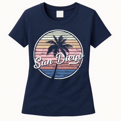 San Diego Palm Tree Vintage Retro Womens T-Shirt
