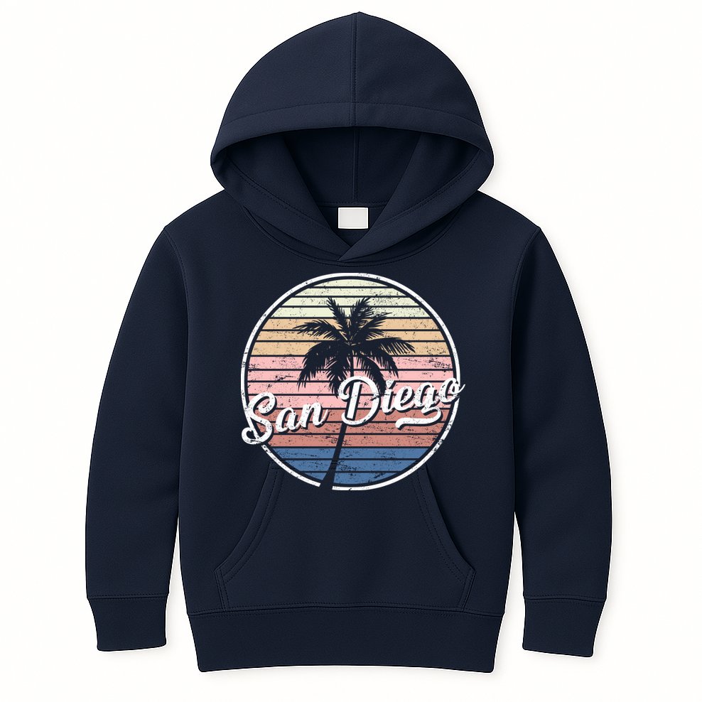 San Diego Palm Tree Vintage Retro Kids Hoodie