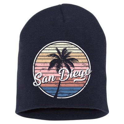 San Diego Palm Tree Vintage Retro Short Acrylic Beanie