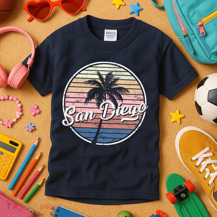 San Diego Palm Tree Vintage Retro Kids T-Shirt
