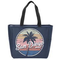 San Diego Palm Tree Vintage Retro Zip Tote Bag