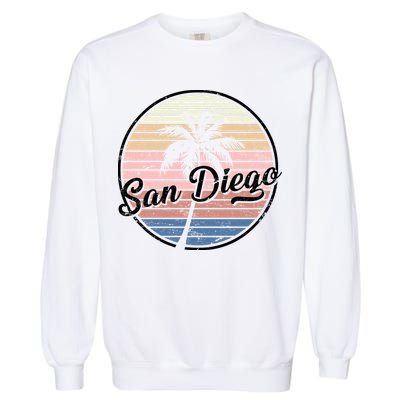 San Diego Palm Tree Vintage Retro Garment-Dyed Sweatshirt