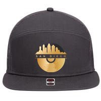 San Diego Vinyl Skyline 7 Panel Mesh Trucker Snapback Hat