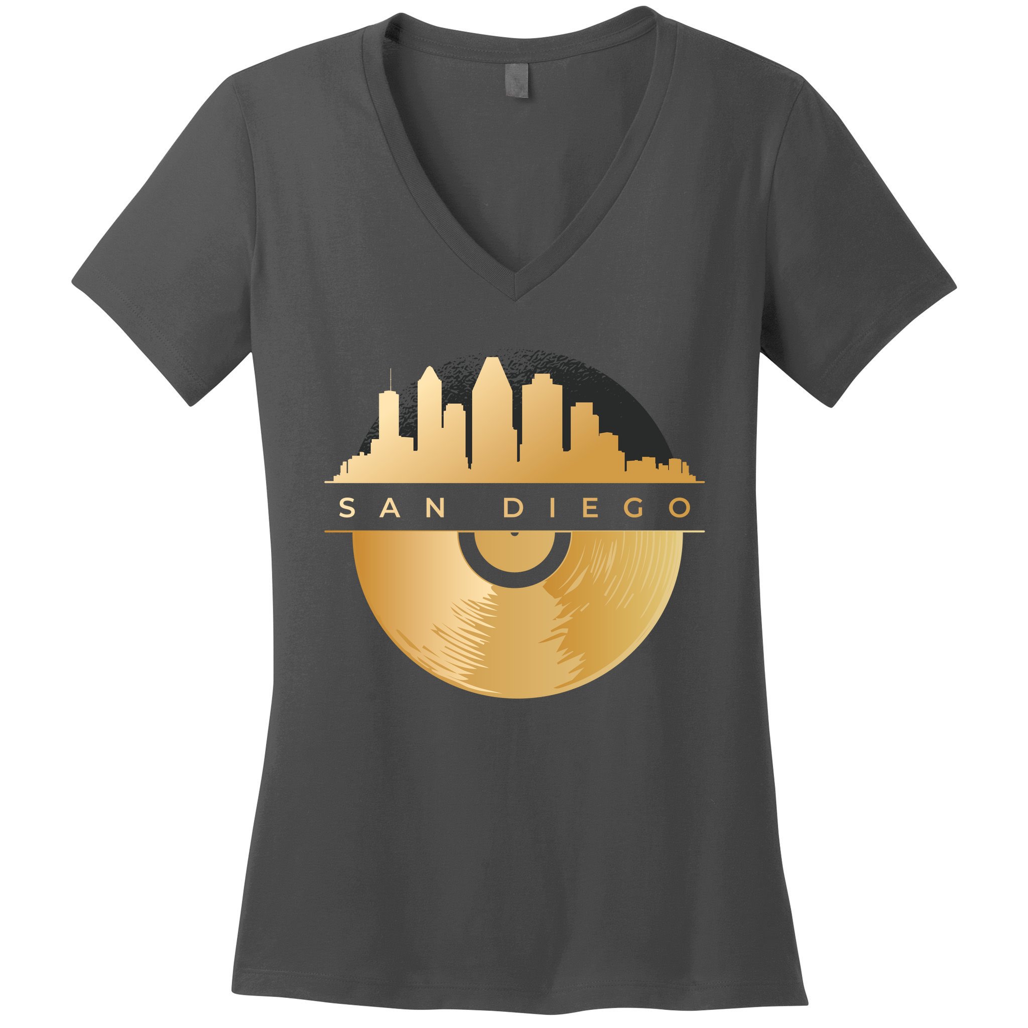 San Diego Vinyl Skyline Women's V-Neck T-Shirt