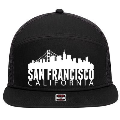 San Francisco California Skyline 7 Panel Mesh Trucker Snapback Hat