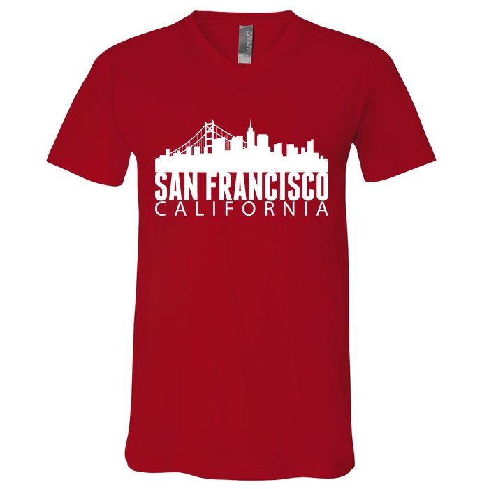 San Francisco California Skyline V-Neck T-Shirt