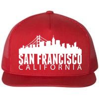 San Francisco California Skyline Flat Bill Trucker Hat