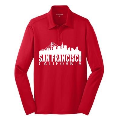 San Francisco California Skyline Silk Touch Performance Long Sleeve Polo