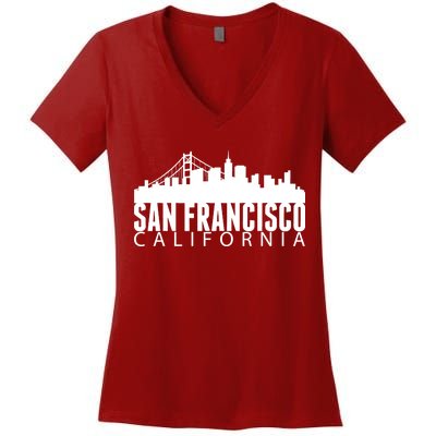 San Francisco California Skyline Women's V-Neck T-Shirt