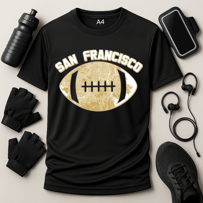 San Francisco Fan Map Football Cooling Performance Crew T-Shirt