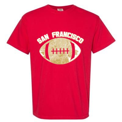 San Francisco Fan Map Football Garment-Dyed Heavyweight T-Shirt