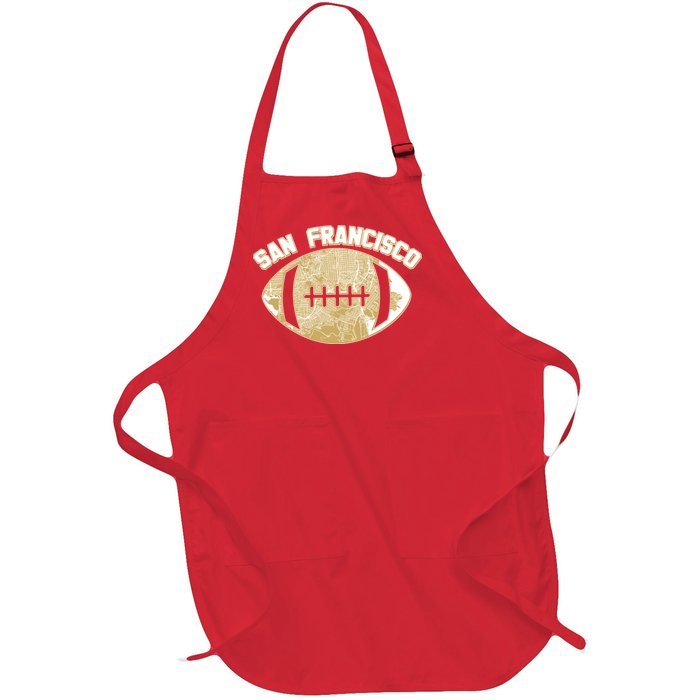 San Francisco Fan Map Football Full-Length Apron With Pockets