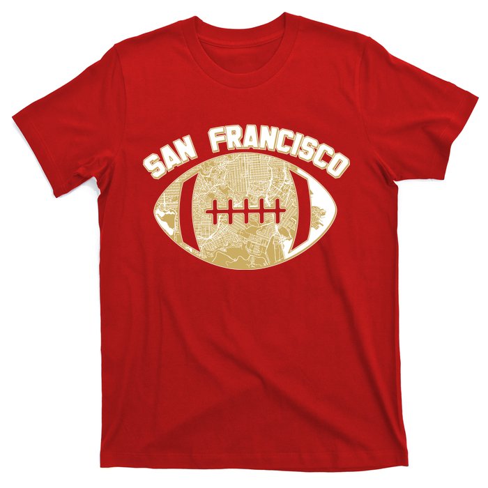 San Francisco Fan Map Football T-Shirt