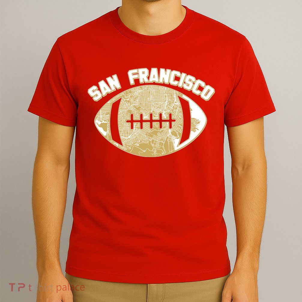 San Francisco Fan Map Football T-Shirt