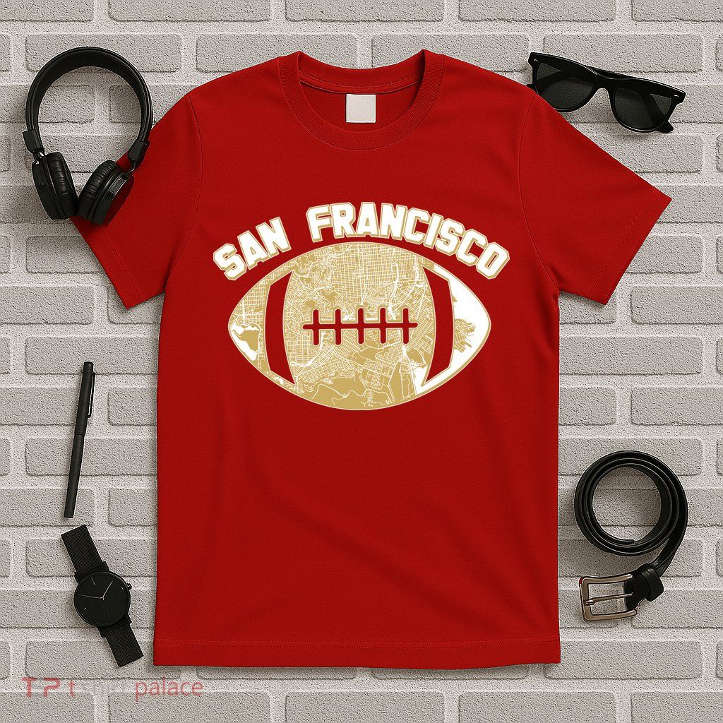 San Francisco Fan Map Football T-Shirt