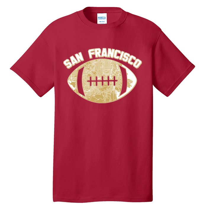 San Francisco Fan Map Football Tall T-Shirt