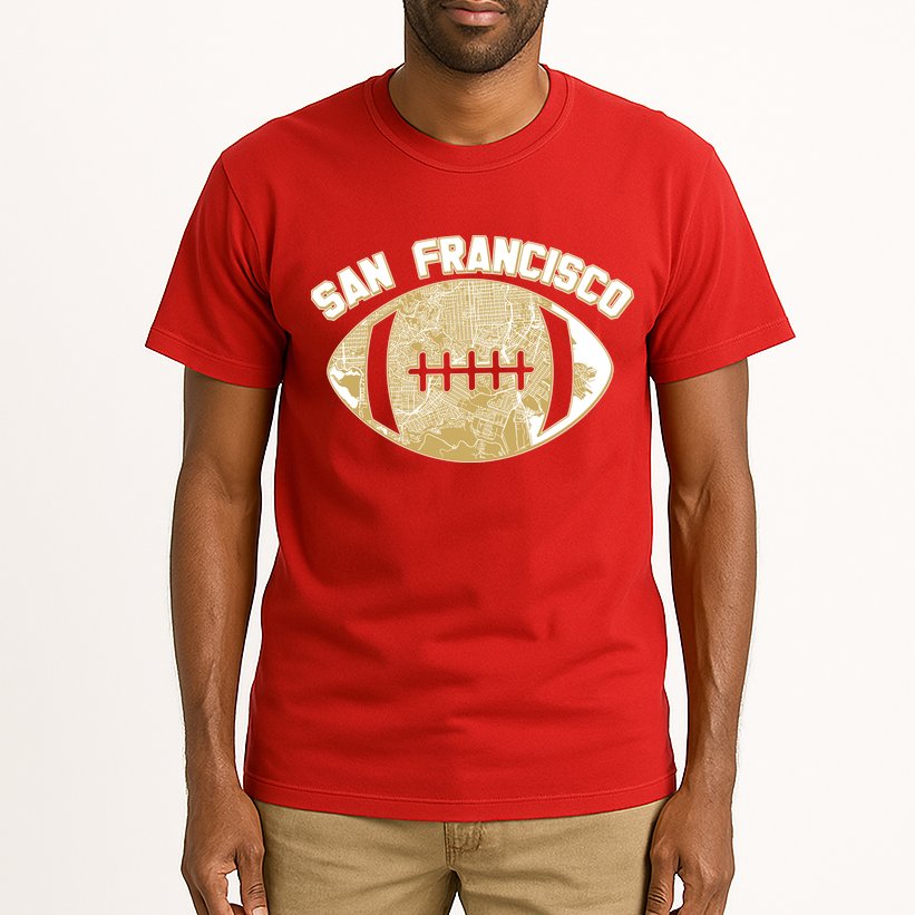 San Francisco Fan Map Football Tall T-Shirt