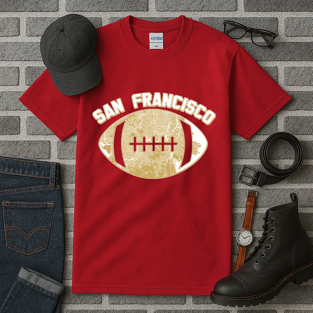 San Francisco Fan Map Football Tall T-Shirt