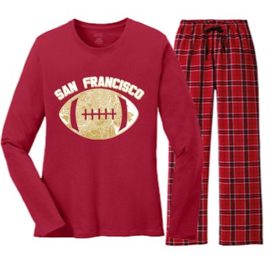 San Francisco Fan Map Football Women's Long Sleeve Flannel Pajama Set 