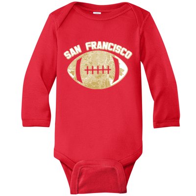 San Francisco Fan Map Football Baby Long Sleeve Bodysuit