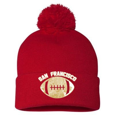 San Francisco Fan Map Football Pom Pom 12in Knit Beanie