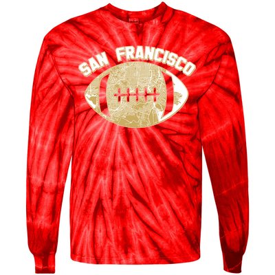 San Francisco Fan Map Football Tie-Dye Long Sleeve Shirt