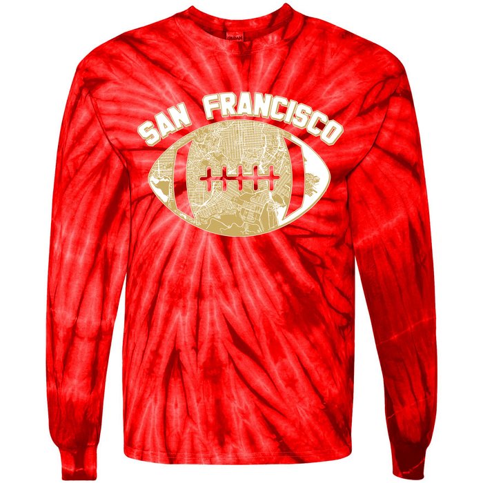 San Francisco Fan Map Football Tie-Dye Long Sleeve Shirt