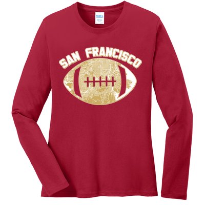 San Francisco Fan Map Football Ladies Long Sleeve Shirt