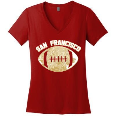 San Francisco Fan Map Football Women's V-Neck T-Shirt