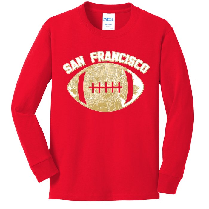 San Francisco Fan Map Football Kids Long Sleeve Shirt