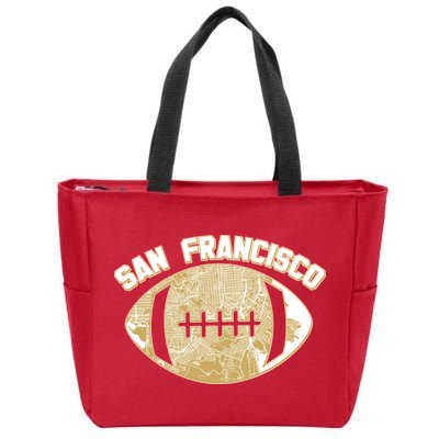 San Francisco Fan Map Football Zip Tote Bag