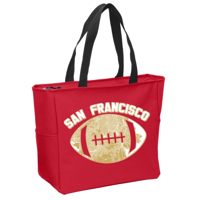 San Francisco Fan Map Football Zip Tote Bag