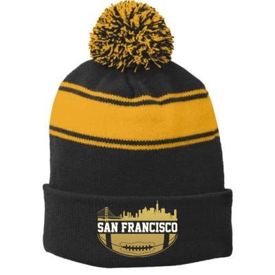 San Francisco Football Skyline Stripe Pom Pom Beanie