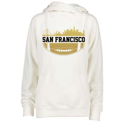 San Francisco Football Skyline Womens Funnel Neck Pullover Hood