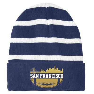 San Francisco Football Skyline Striped Beanie with Solid Band