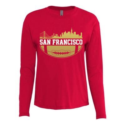 San Francisco Football Skyline Womens Cotton Relaxed Long Sleeve T-Shirt