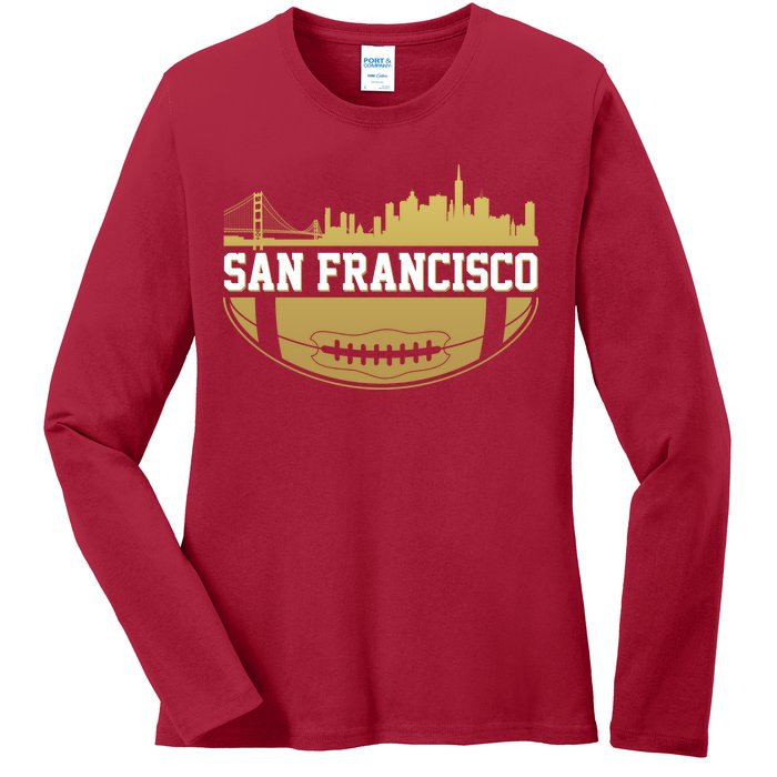 San Francisco Football Skyline Ladies Long Sleeve Shirt