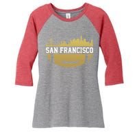 San Francisco Football Skyline Women's Tri-Blend 3/4-Sleeve Raglan Shirt