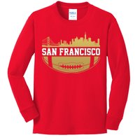 San Francisco Football Skyline Kids Long Sleeve Shirt