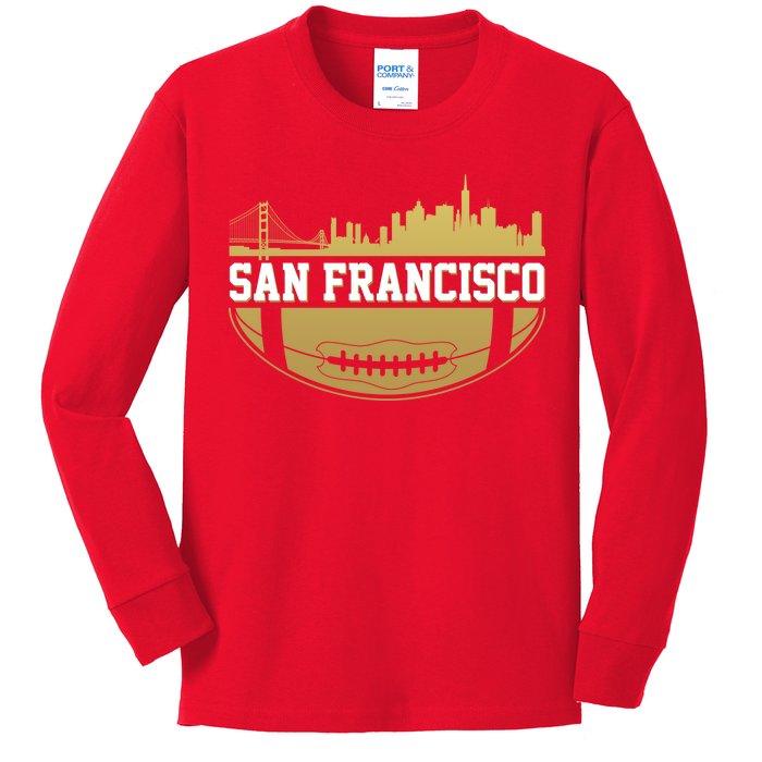 San Francisco Football Skyline Kids Long Sleeve Shirt