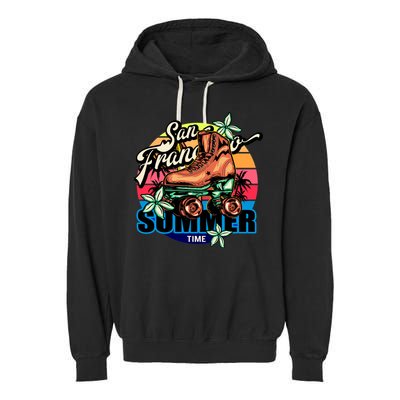San Francisco Retro Roller Skates Garment-Dyed Fleece Hoodie