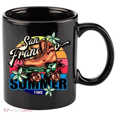 San Francisco Retro Roller Skates 11oz C Handle Ceramic Mug