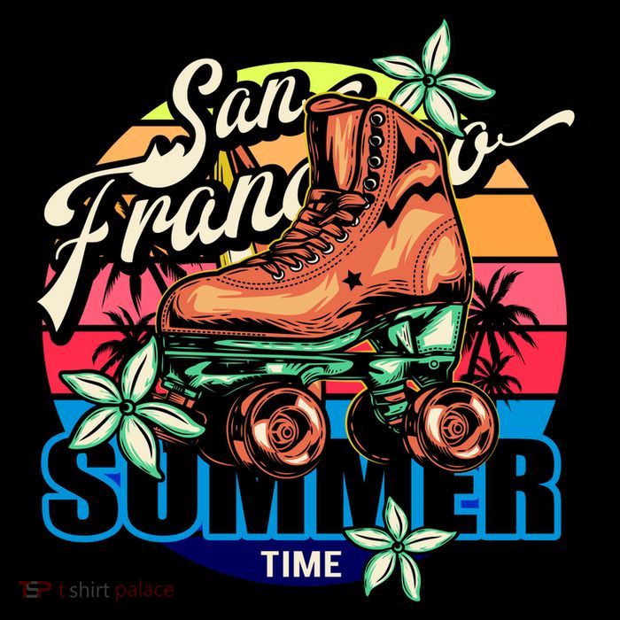 San Francisco Retro Roller Skates Drawstring Bag
