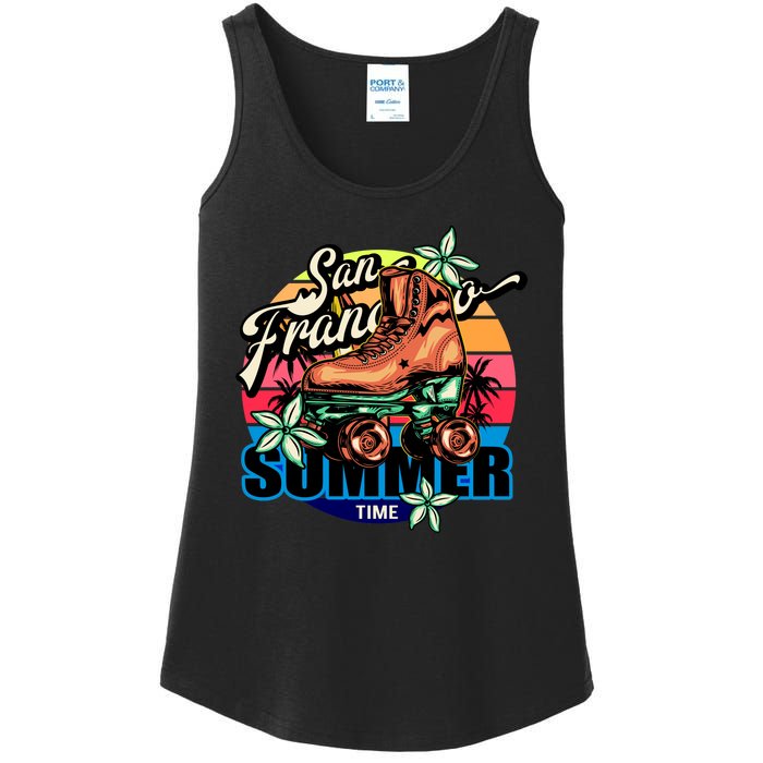 San Francisco Retro Roller Skates Ladies Essential Tank