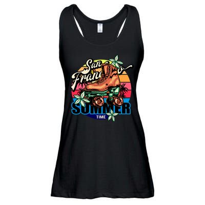San Francisco Retro Roller Skates Ladies Essential Flowy Tank