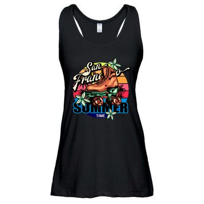 San Francisco Retro Roller Skates Ladies Essential Flowy Tank