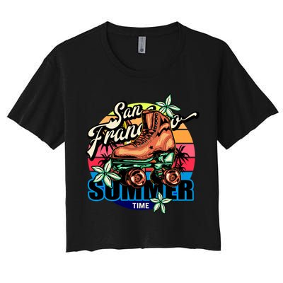 San Francisco Retro Roller Skates Crop Top
